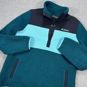 KLIM Sweater Women's Large Green Colorblock Quarter Zip Fleece Lined Pullover